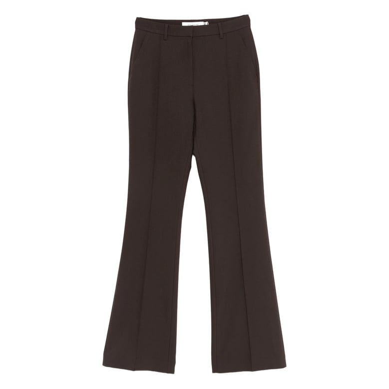 brown flared trousers with seam detail by Selfnex