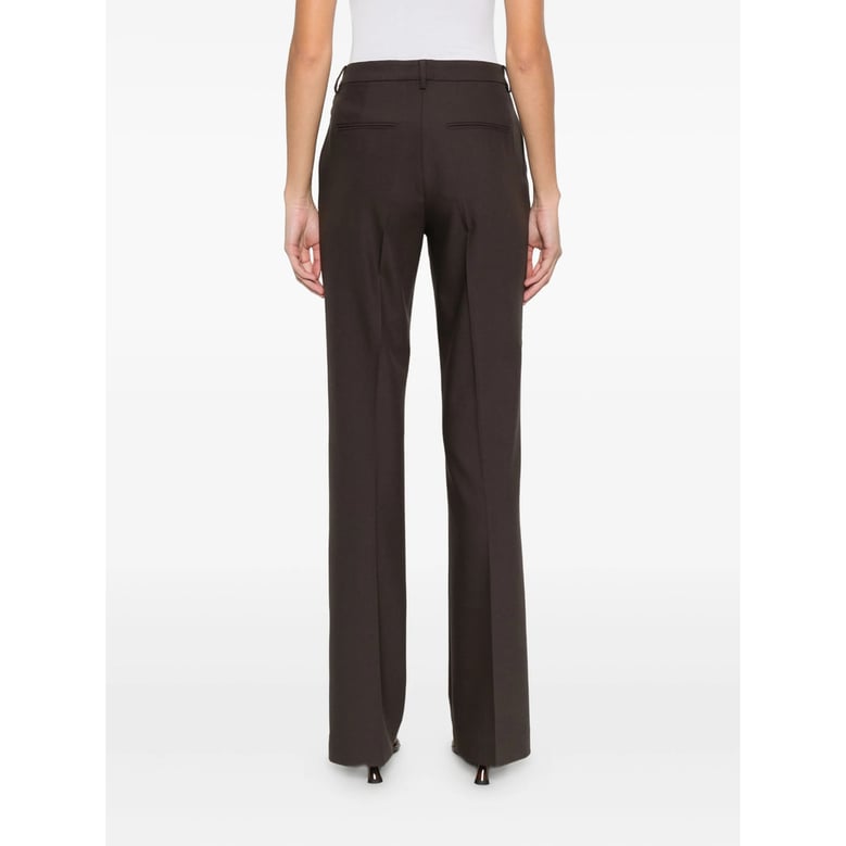 brown flared trousers with seam detail by Selfnex