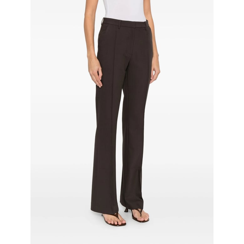brown flared trousers with seam detail by Selfnex