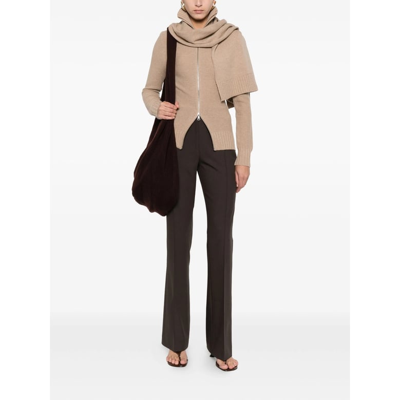 brown flared trousers with seam detail by Selfnex