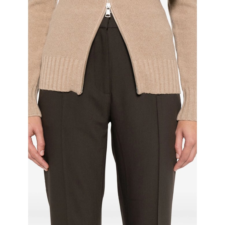 brown flared trousers with seam detail by Selfnex