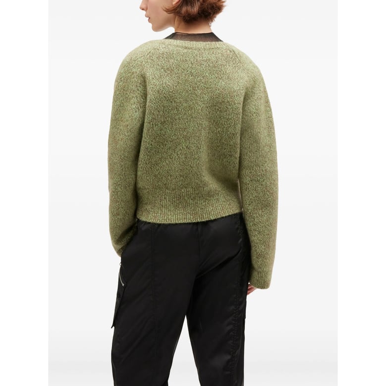 green v-neck sweater by Selfnex