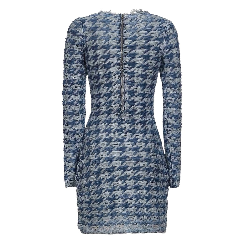 light blue houndstooth dress by Selfnex