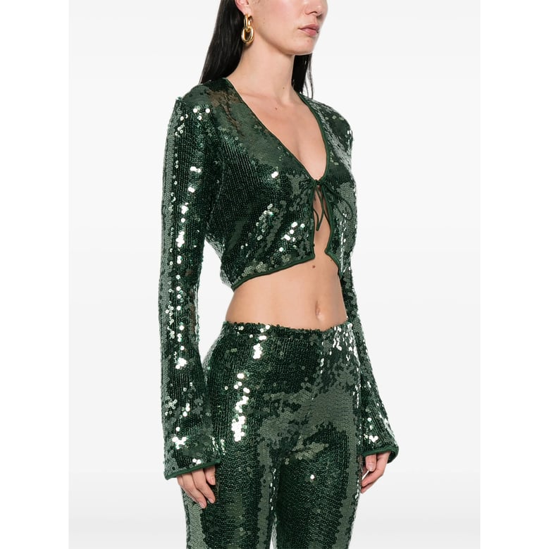shirt with green sequins by Selfnex