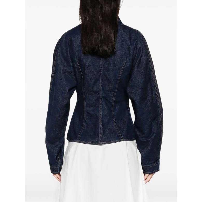 blue button fastening shirt with point collar by Selfnex
