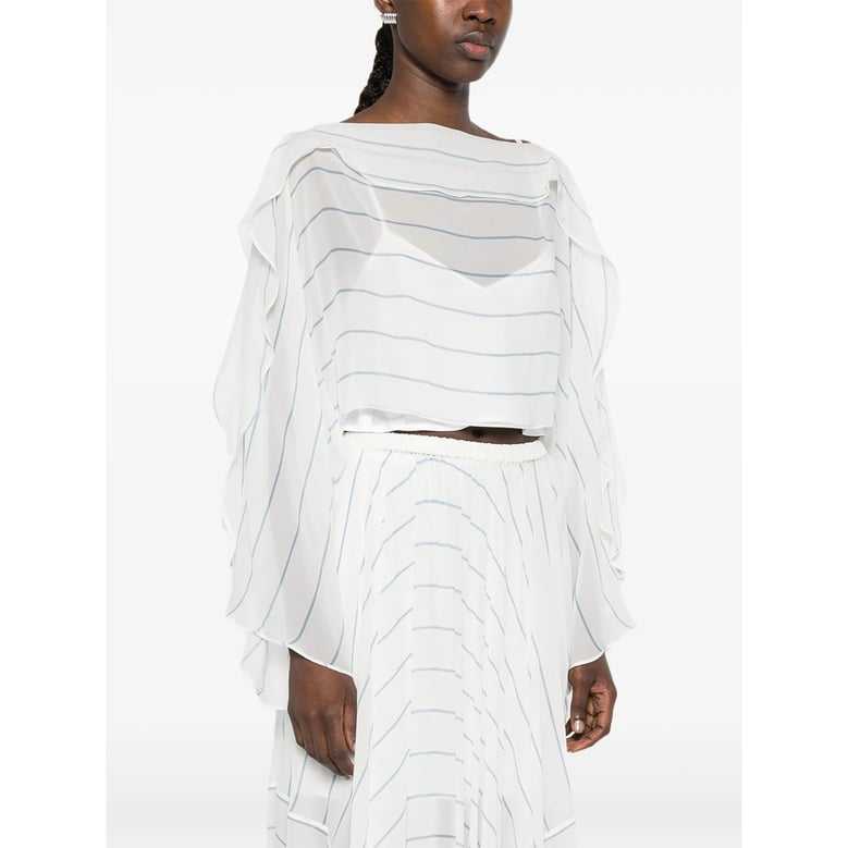 silk striped cropped top by Selfnex