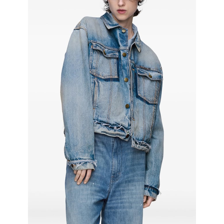 light blue button fastening coat by Selfnex