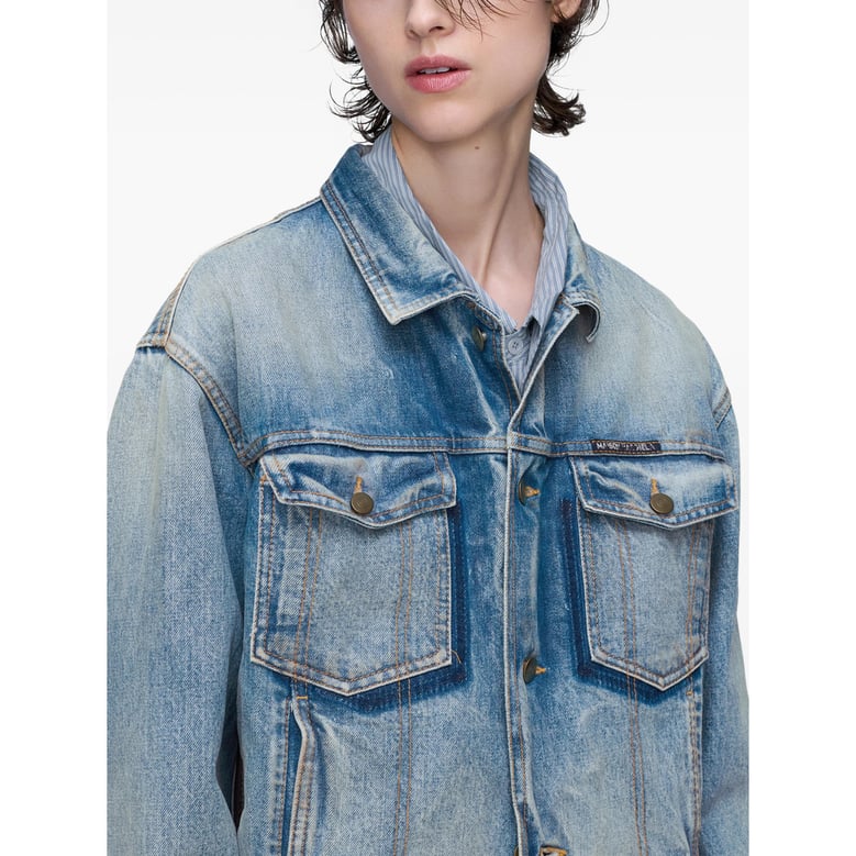 light blue button fastening coat by Selfnex