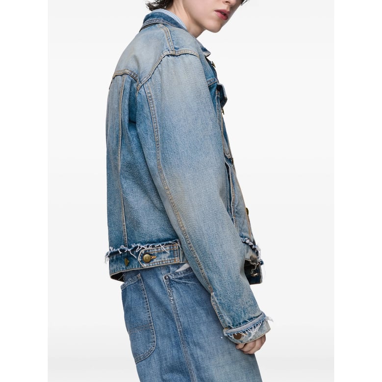 light blue button fastening coat by Selfnex