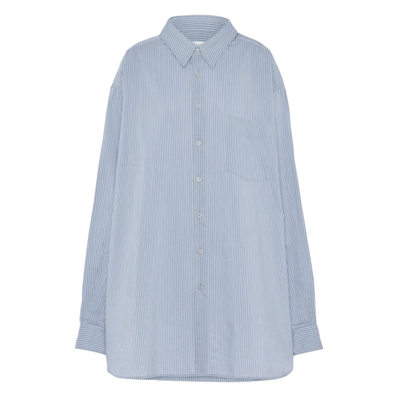 light blue striped shirt with pocket by Selfnex