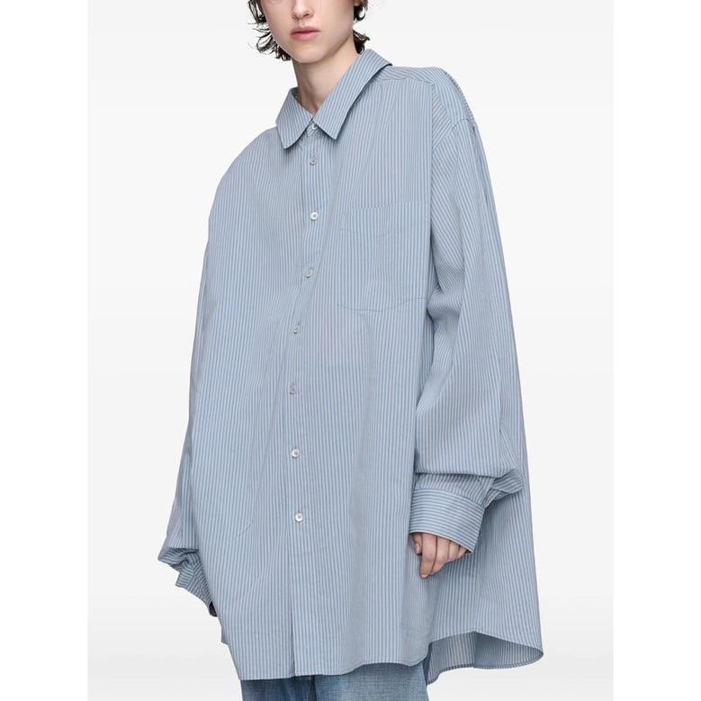 light blue striped shirt with pocket by Selfnex