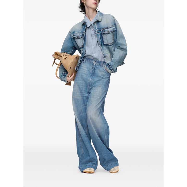 light blue striped shirt with pocket by Selfnex