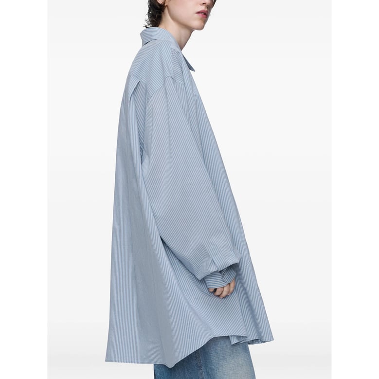 light blue striped shirt with pocket by Selfnex
