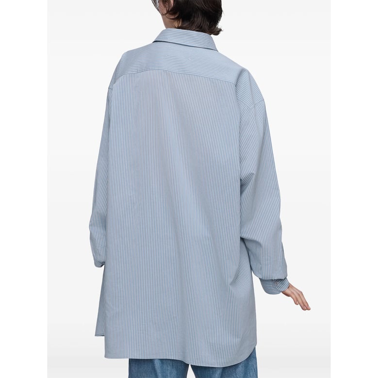 light blue striped shirt with pocket by Selfnex
