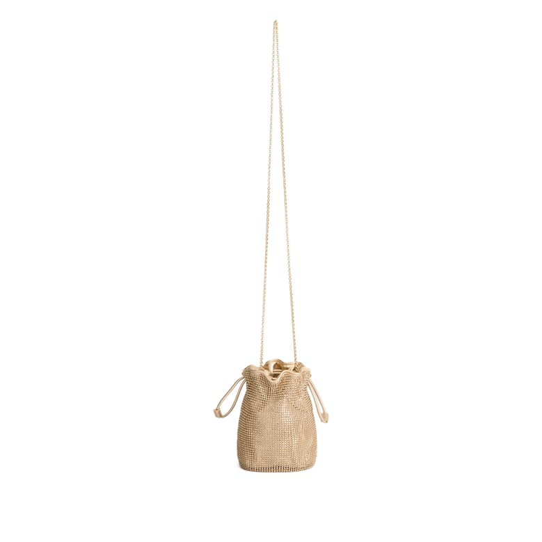 gold embellished drawstring bag by Selfnex