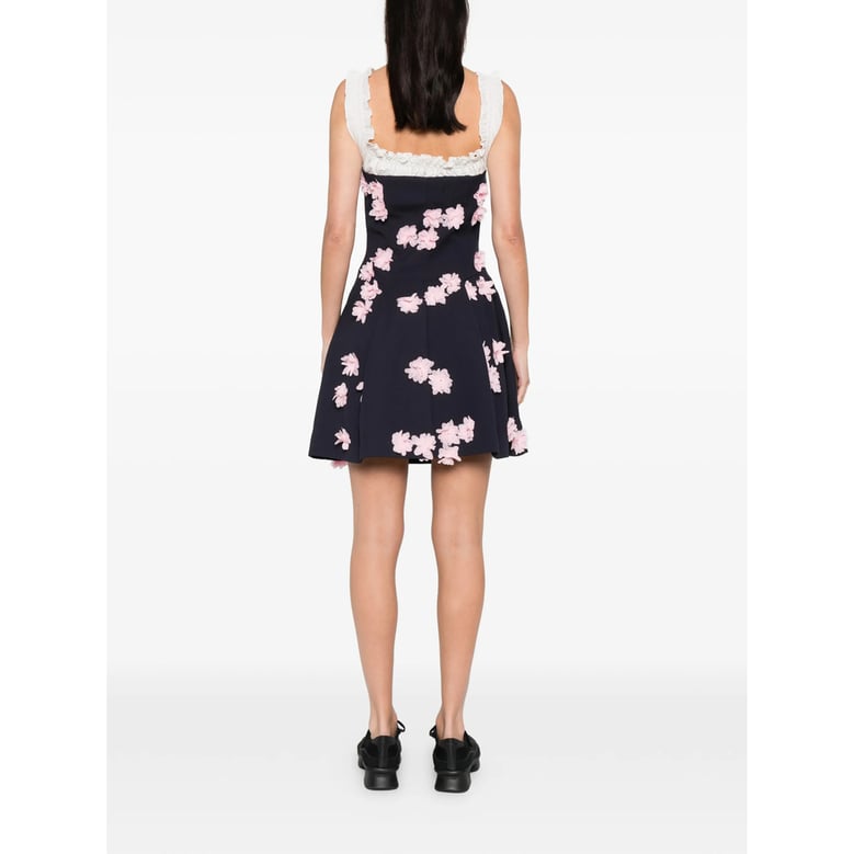 navy blue floral appliqué dress by Selfnex