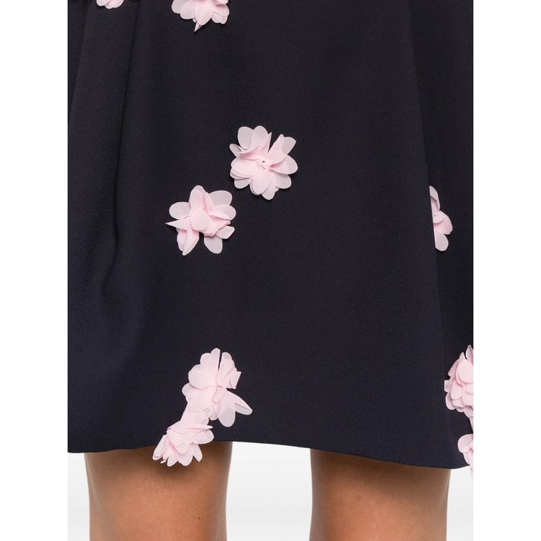 navy blue floral appliqué dress by Selfnex