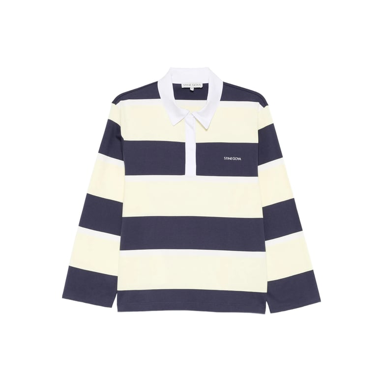 navy blue and yellow striped sweater by Selfnex