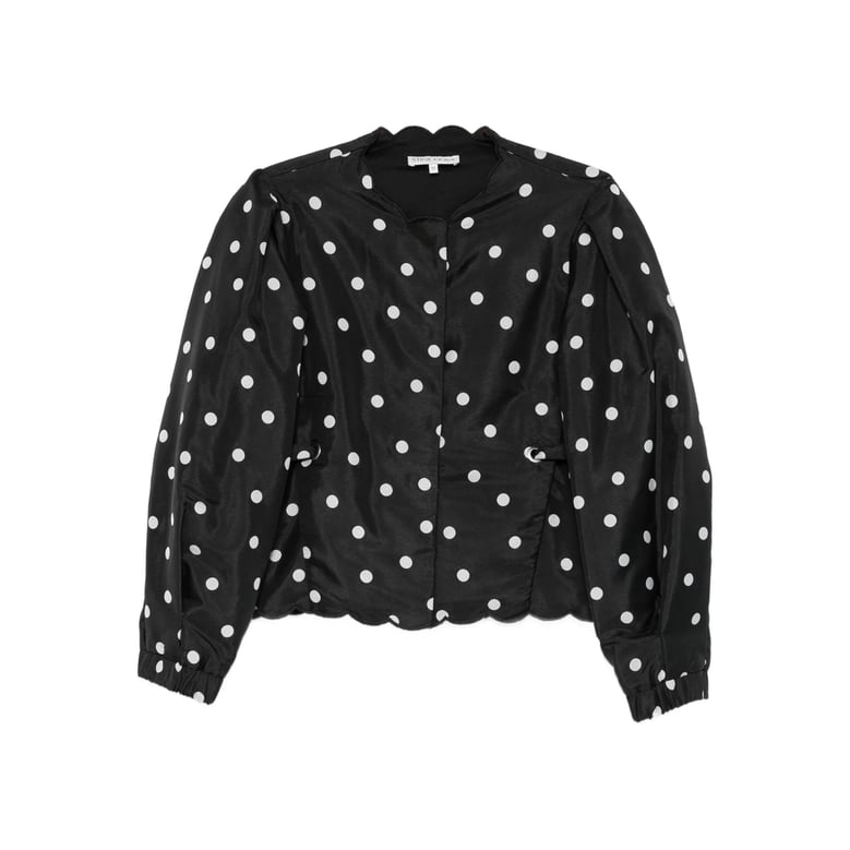 black polka dot scalloped hem outerwear by Selfnex
