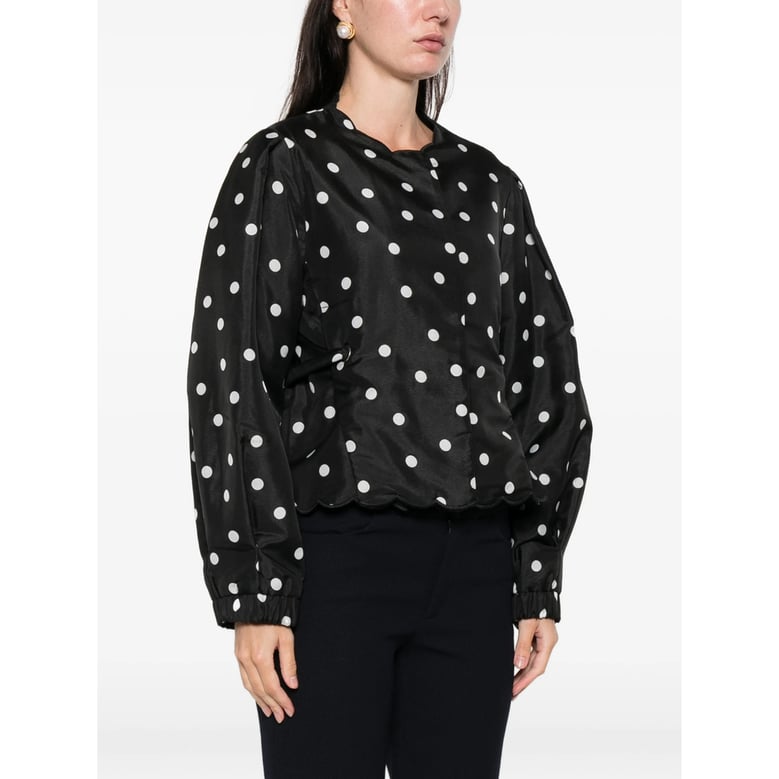 black polka dot scalloped hem outerwear by Selfnex