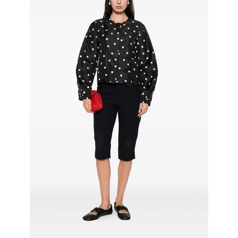 black polka dot scalloped hem outerwear by Selfnex
