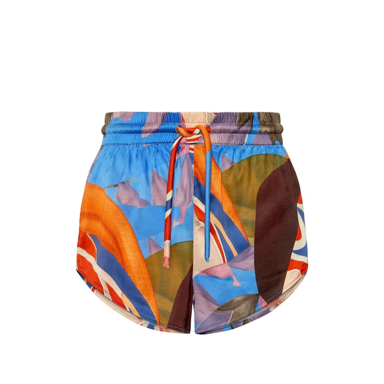 floral print drawstring mini shorts by Selfnex