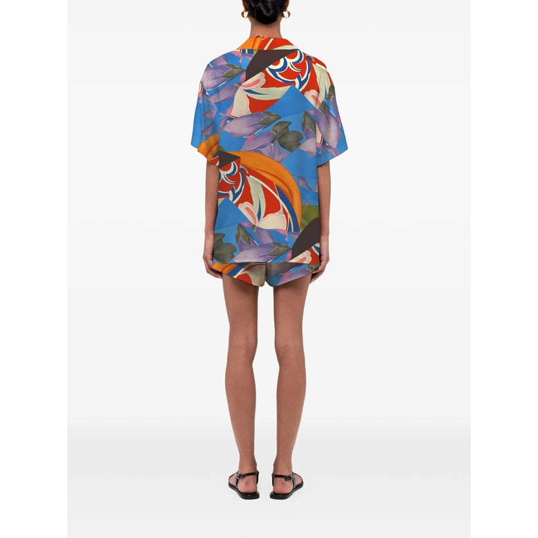 floral print drawstring mini shorts by Selfnex