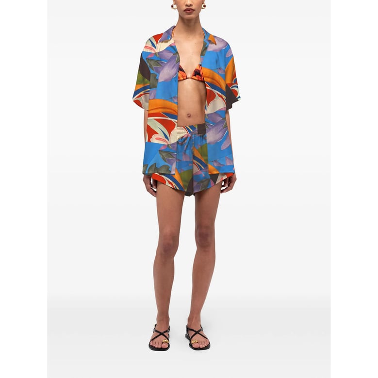 floral print drawstring mini shorts by Selfnex