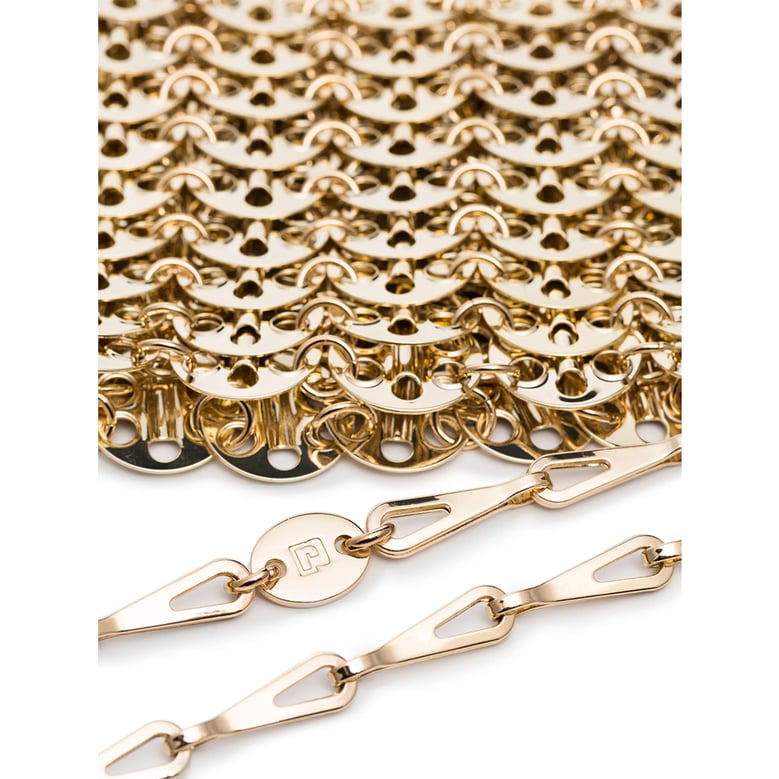 bag with gold-tone metal disc detailing by Selfnex
