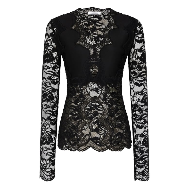 black v-neck long sleeve top by Selfnex
