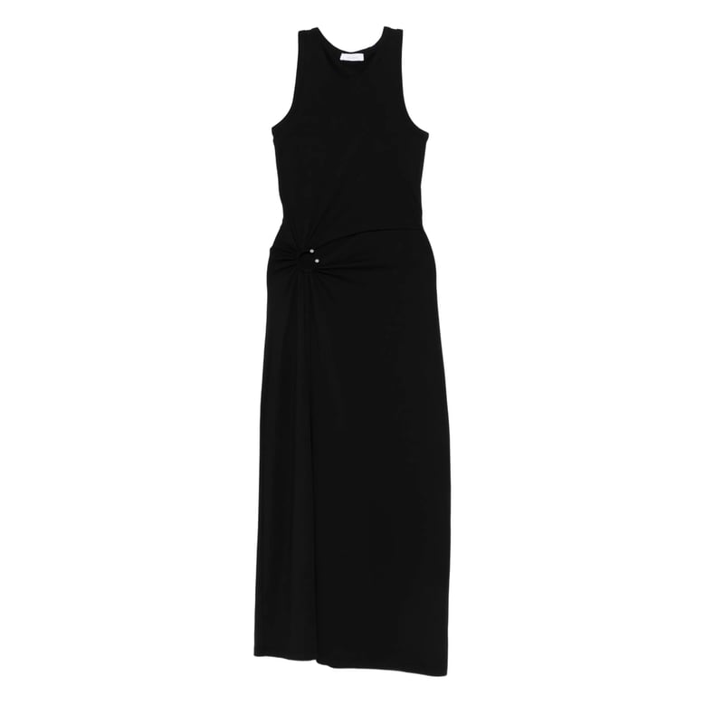 sleeveless black dress with ring detail by Selfnex