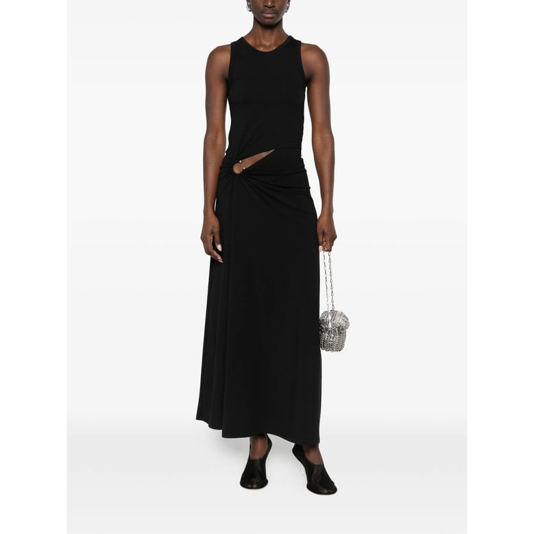 sleeveless black dress with ring detail by Selfnex