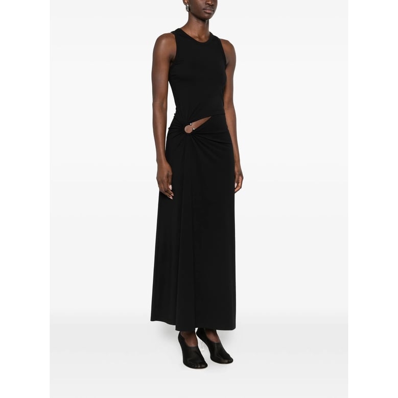 sleeveless black dress with ring detail by Selfnex