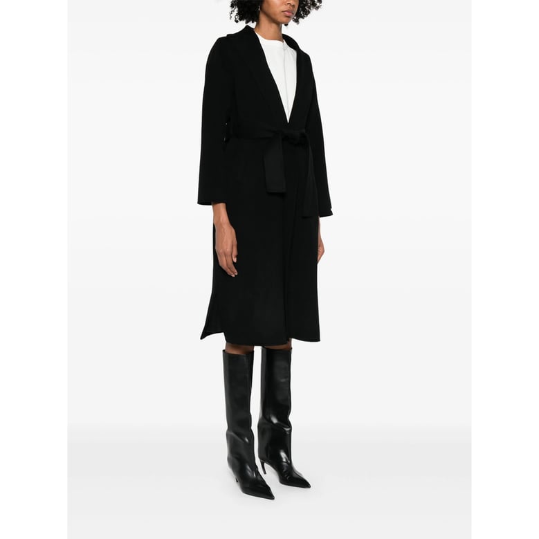 belted shawl-lapel coat by Selfnex