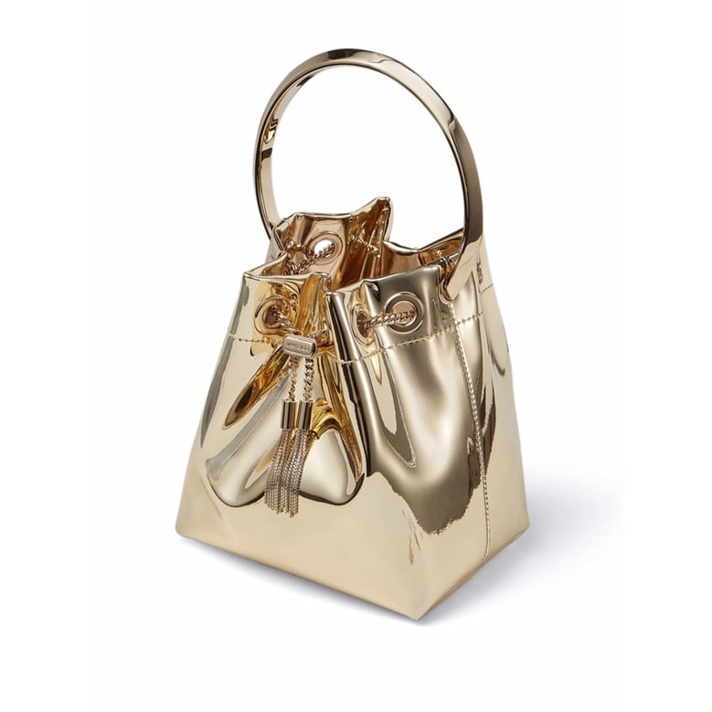 gold metallic finish bucket bag by Selfnex