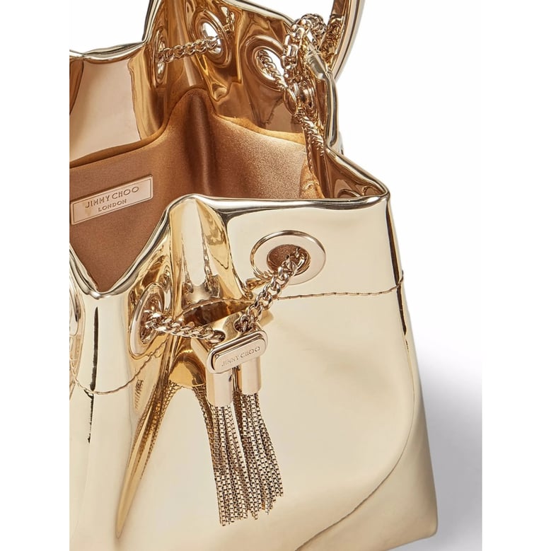 gold metallic finish bucket bag by Selfnex