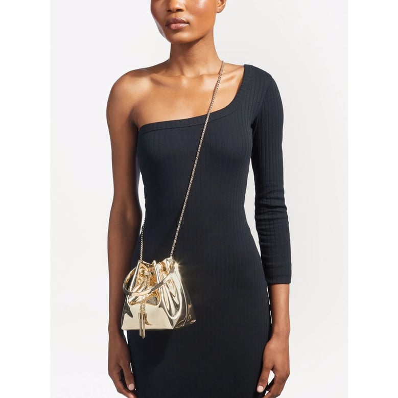 gold metallic finish bucket bag by Selfnex