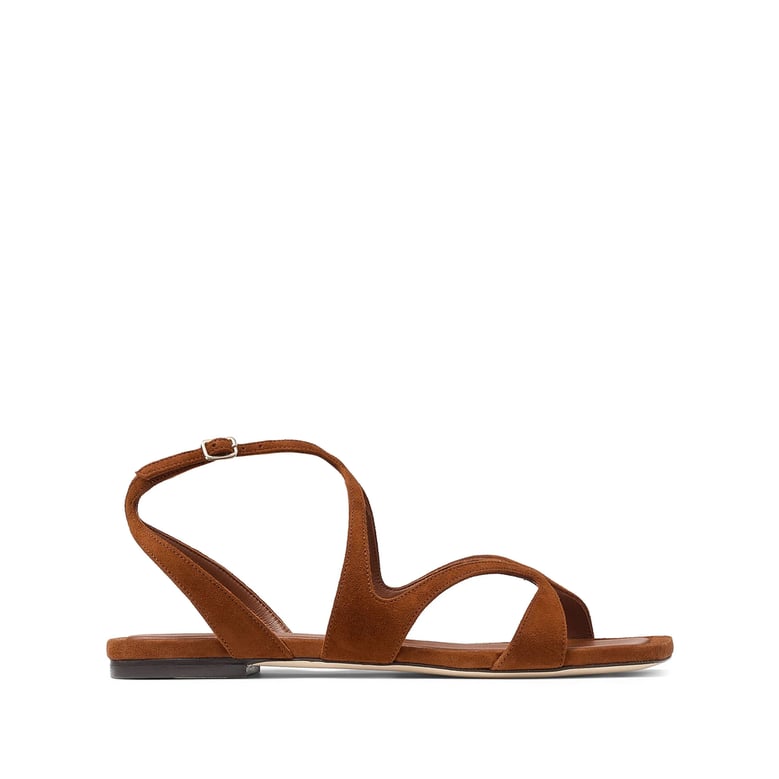 sandals flat leather brown by Selfnex