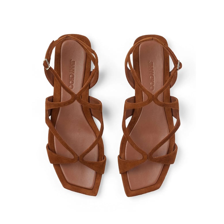 sandals flat leather brown by Selfnex