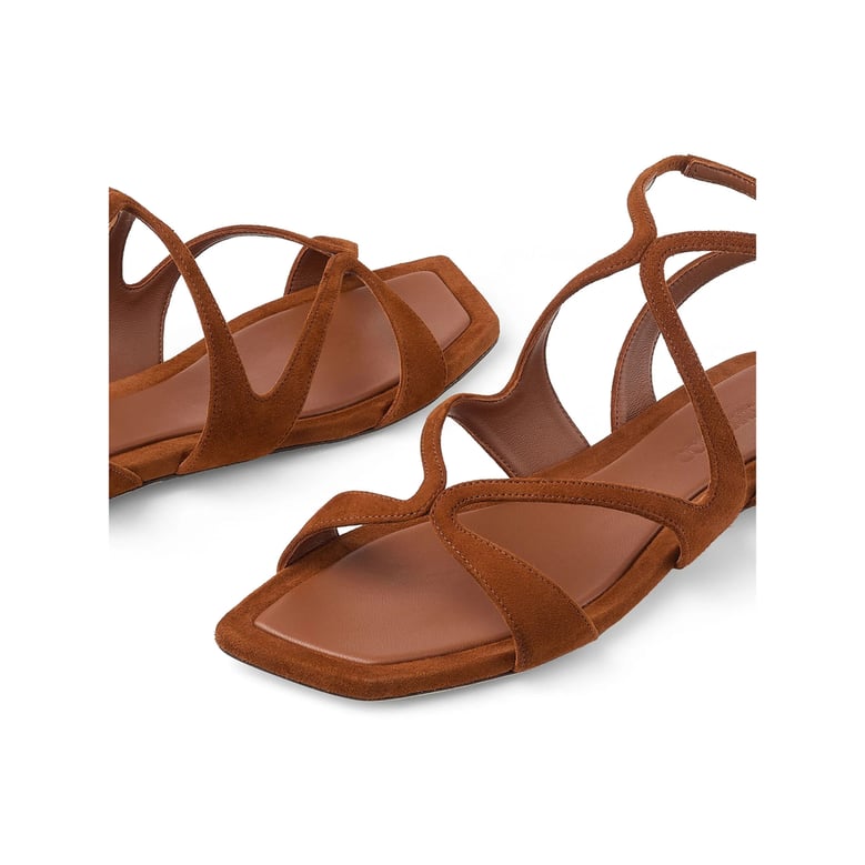 sandals flat leather brown by Selfnex