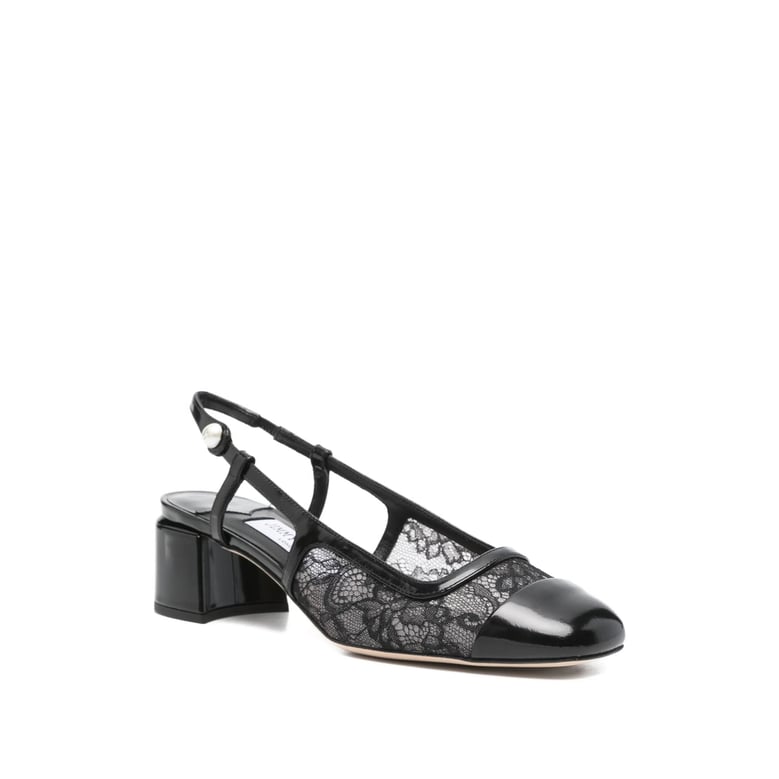 lace detail slingback block heel shoes by Selfnex