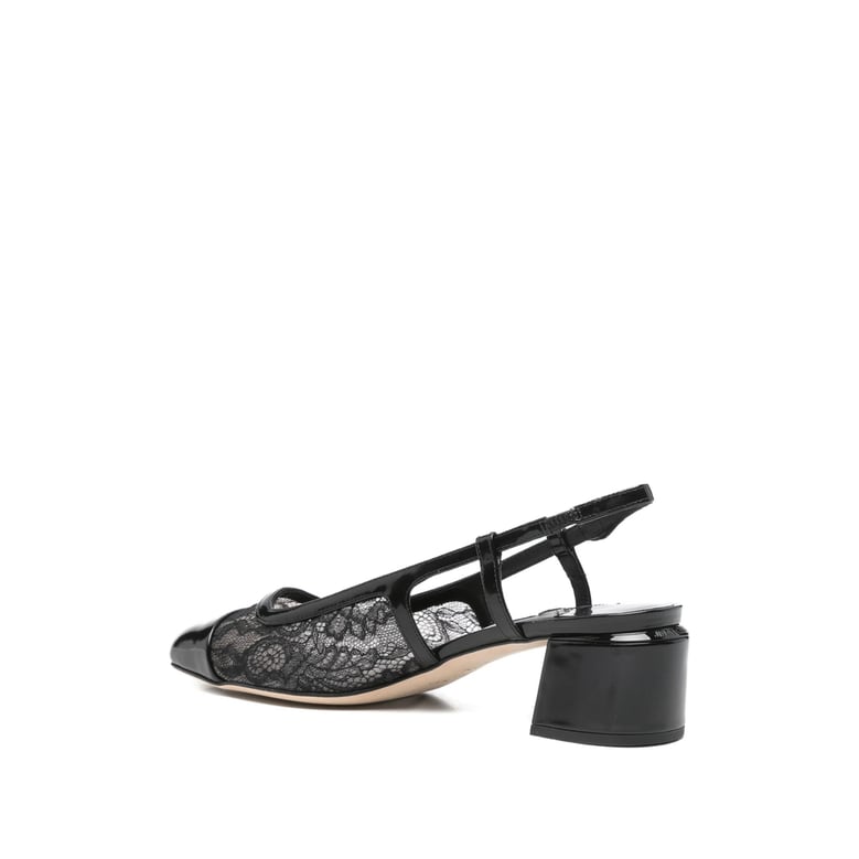 lace detail slingback block heel shoes by Selfnex