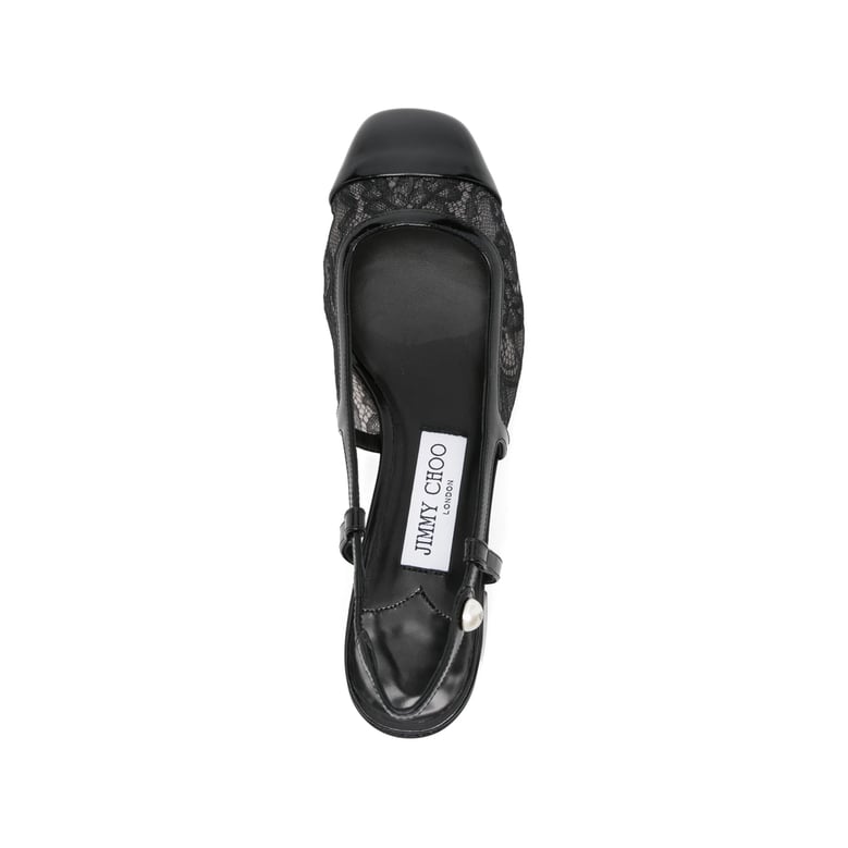 lace detail slingback block heel shoes by Selfnex