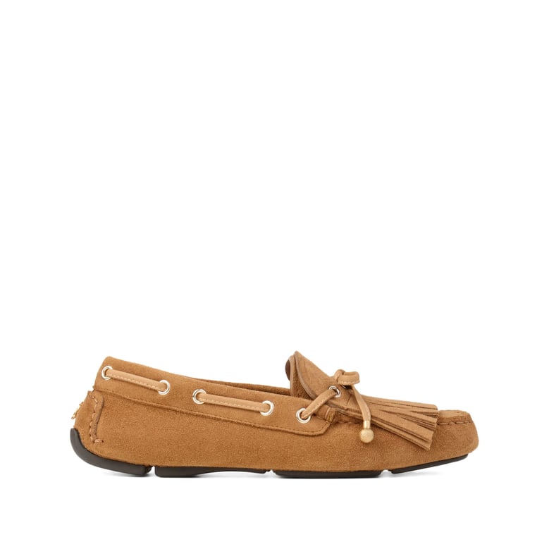 brown slip-on shoes with lace-up detail by Selfnex