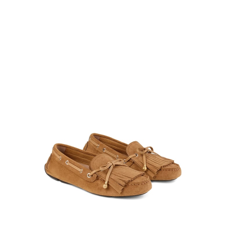 brown slip-on shoes with lace-up detail by Selfnex