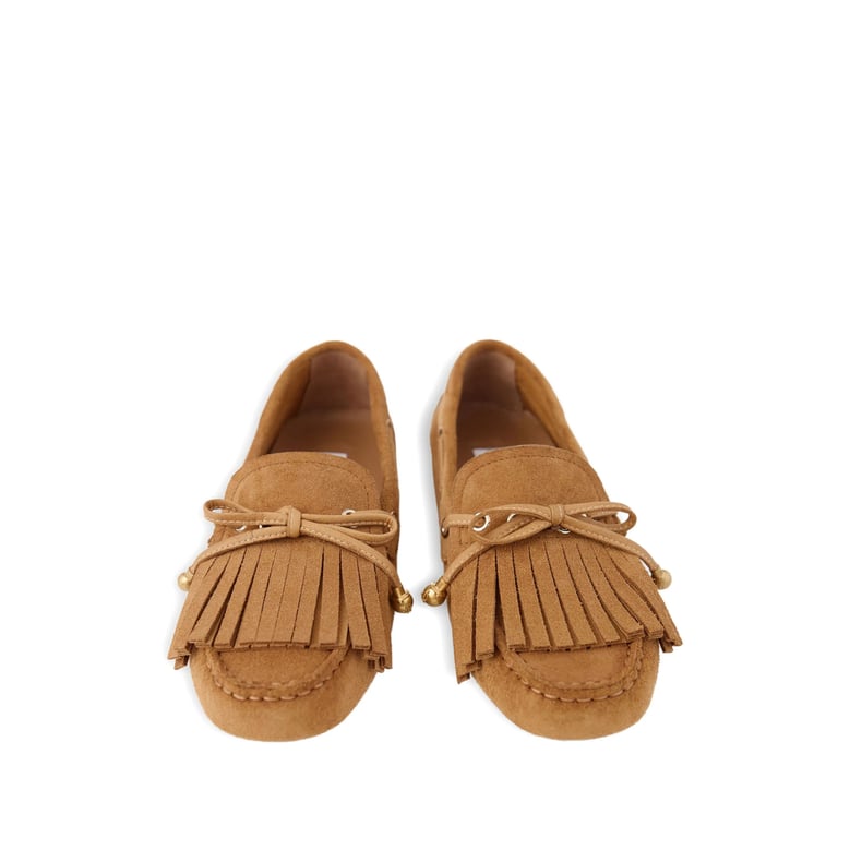 brown slip-on shoes with lace-up detail by Selfnex