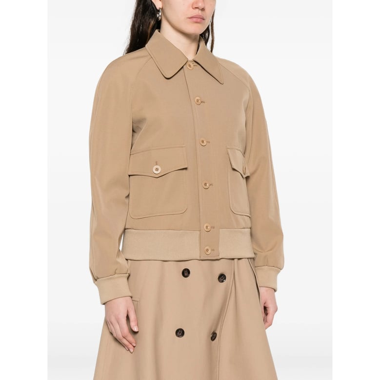 beige point collar outerwear by Selfnex