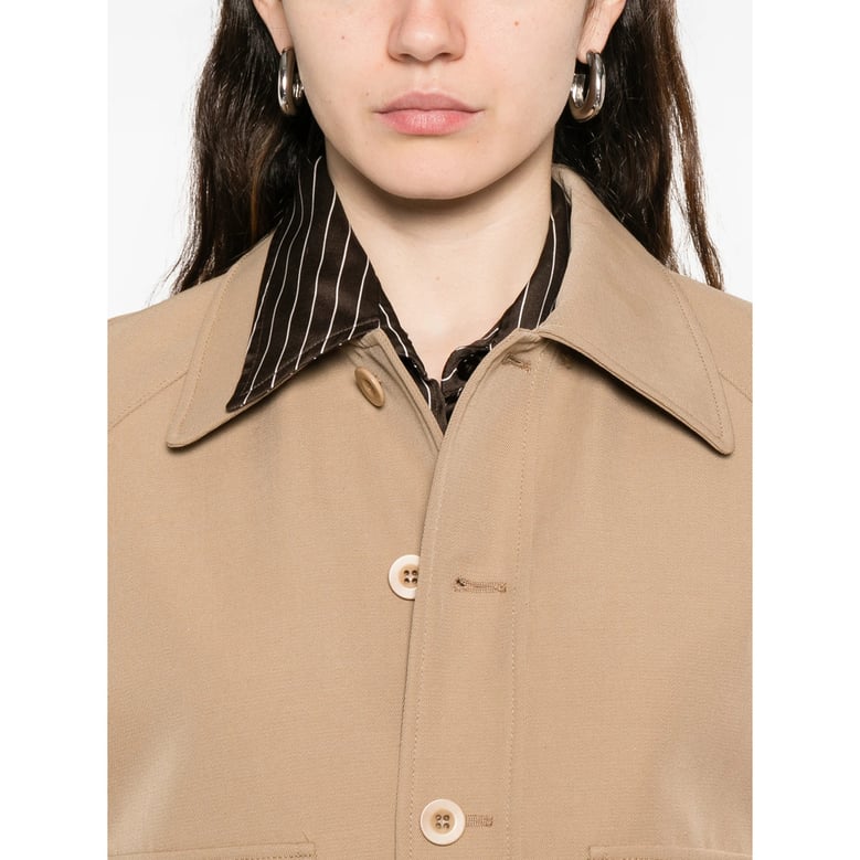 beige point collar outerwear by Selfnex