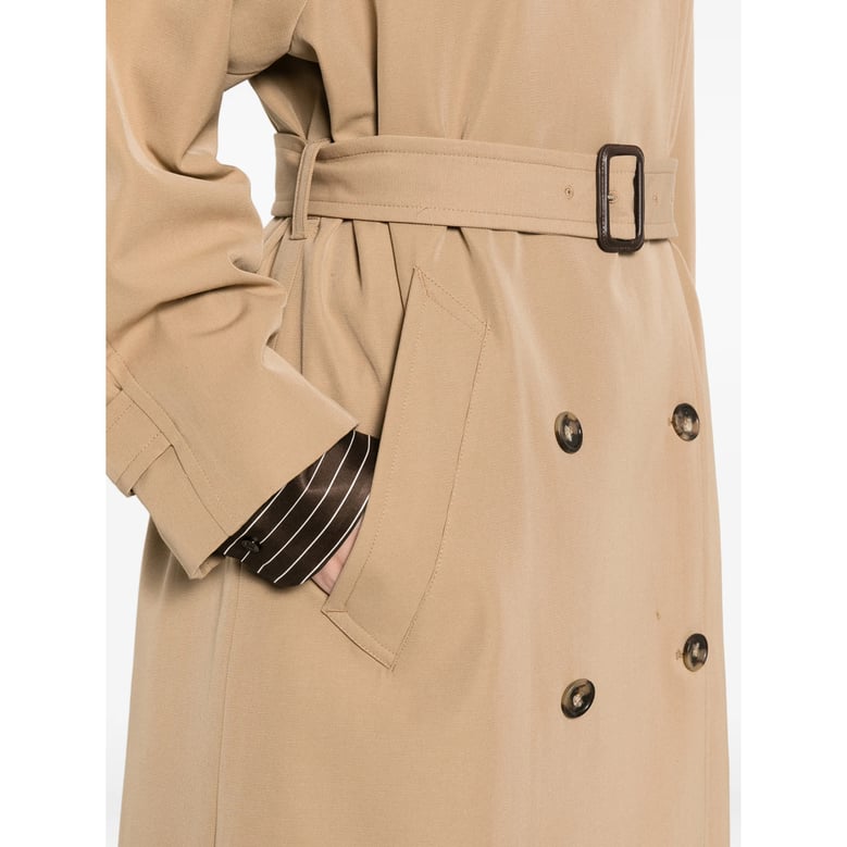 beige double breasted rainwear with belt by Selfnex