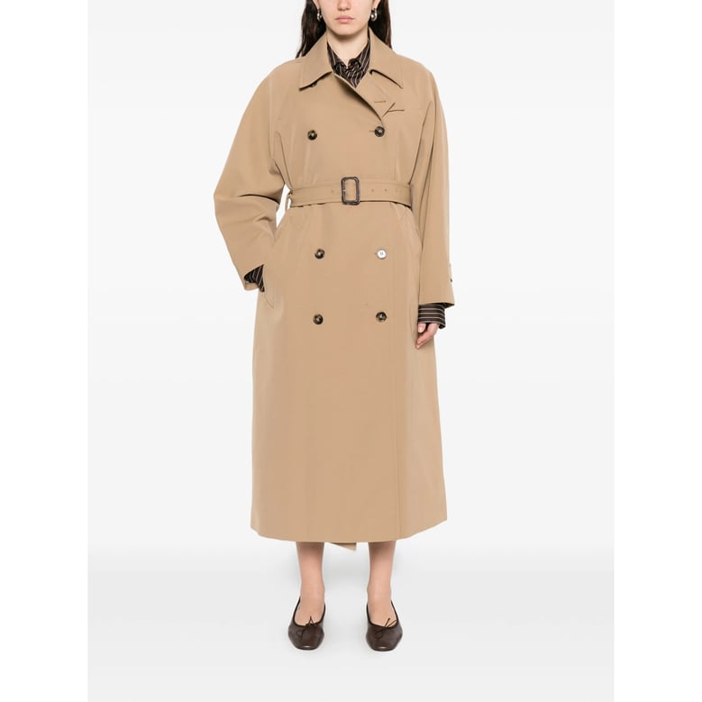 beige double breasted rainwear with belt by Selfnex
